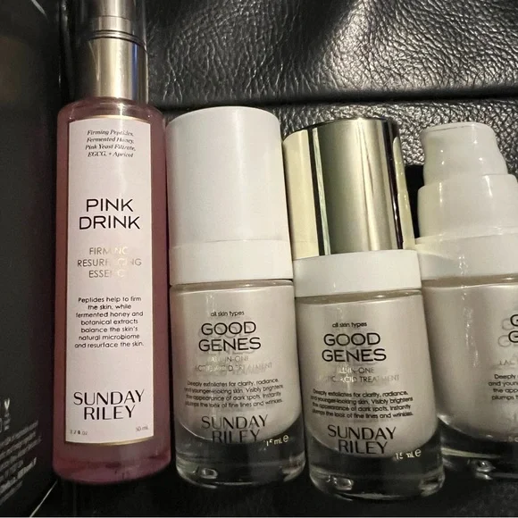 Sunday Riley skincare bundle-Ceramic slip cleanser, pink drink,Good Genes Skincare